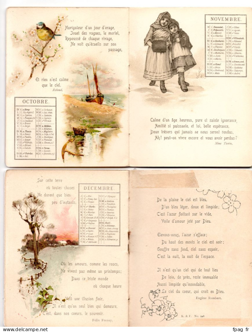 Lot De 3 Calendriers "K & F" - 1898, 1899 Et 1901 (taille Fermé : 10 Cm X 13 Cm) - Petit Format : ...-1900