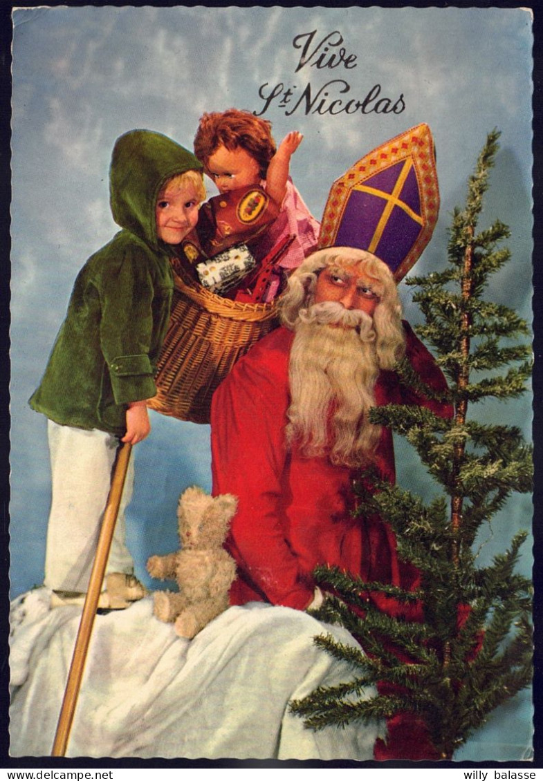 +++ CPSM - ST NICOLAS - Enfant - Fille - Jouets - Poupée - Ours En Peluche - Toy  // - Saint-Nicholas Day