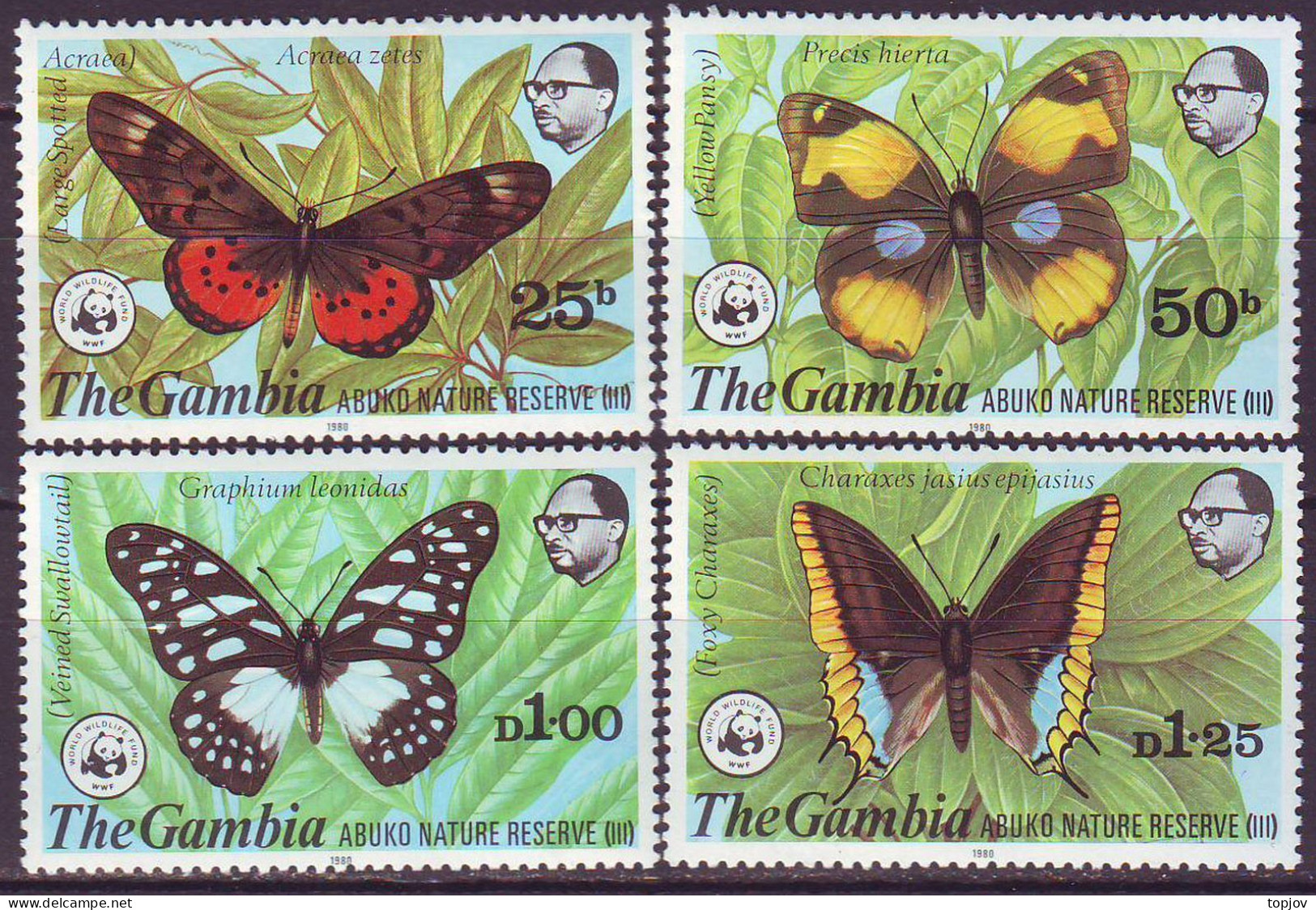 GAMBIA - WWF  BUTTERFLIES - **MNH - 1980 - Unused Stamps