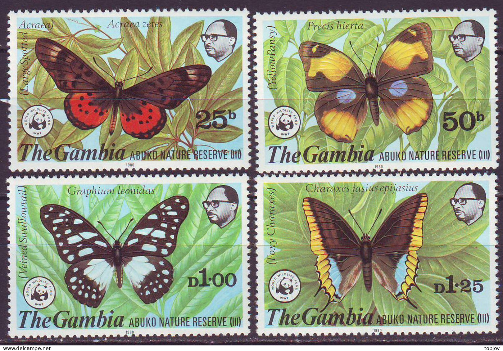 GAMBIA - WWF  BUTTERFLIES - **MNH - 1980 - Vlinders