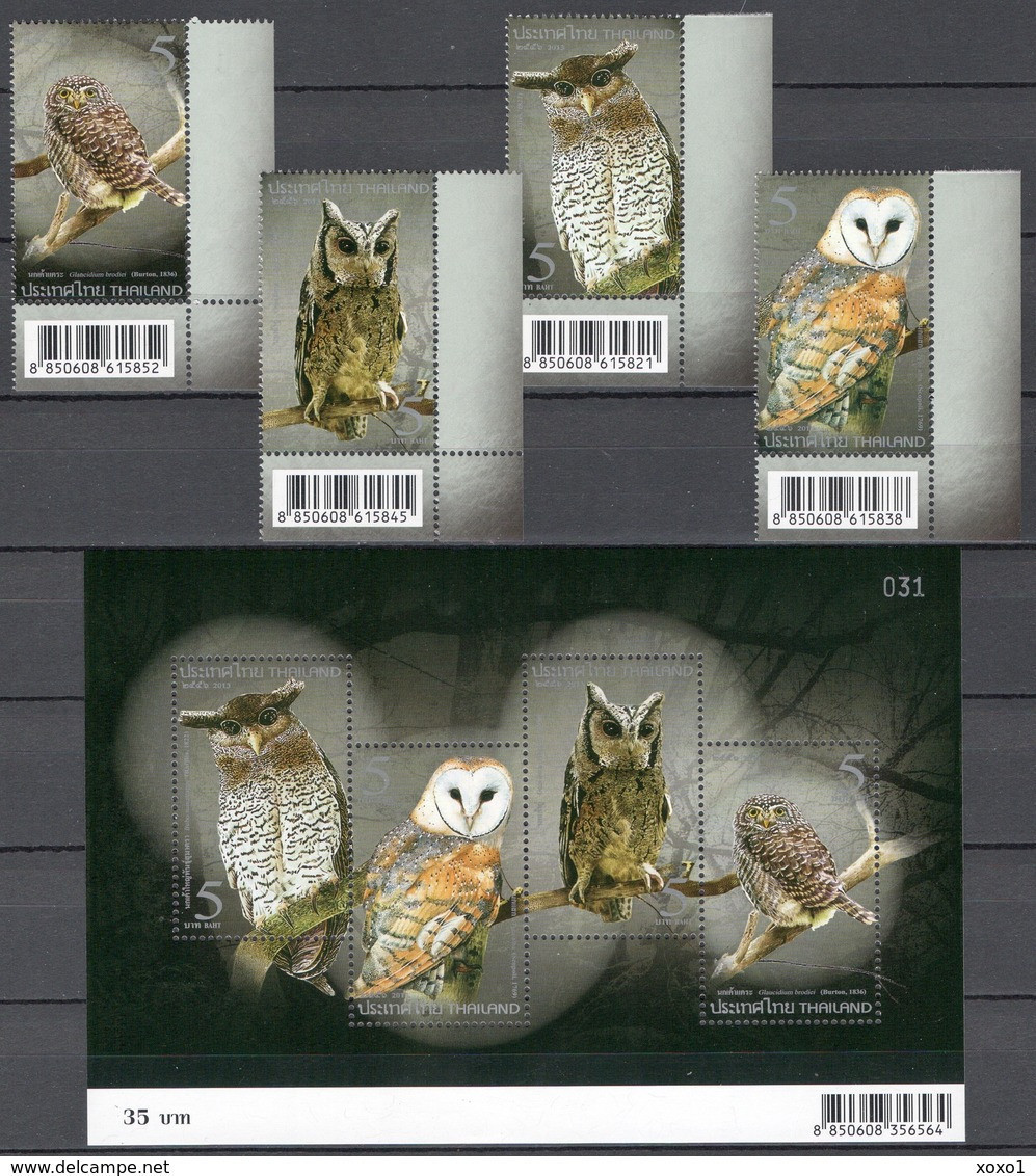 Thailand 2013 MiNr. 3312 - 3315 (Block 308) Owls Birds 4v+s\sh  MNH** 8.20 € - Gufi E Civette