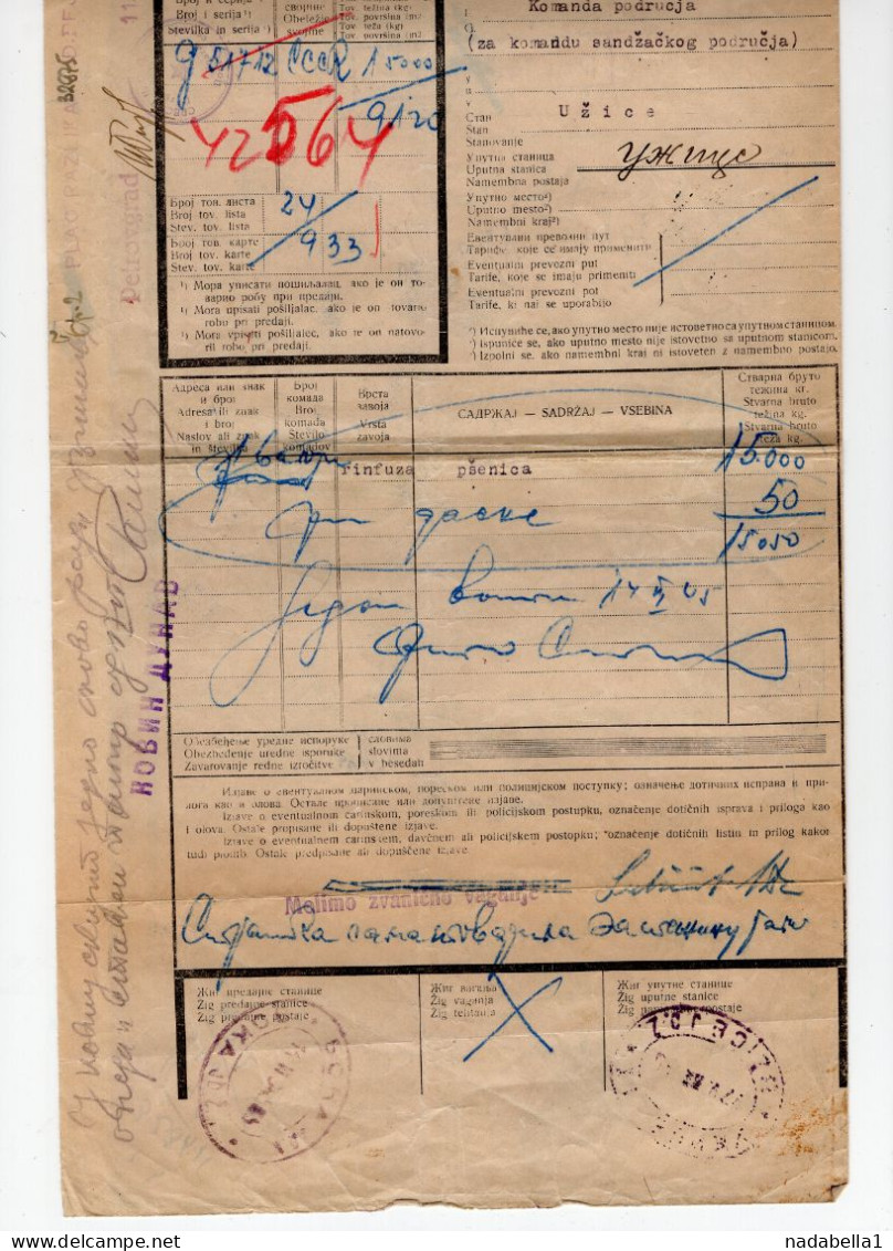 1945. WWII 10 DIN. ORAILWAY BILL OF LADING,RWBL,STATIONERY,SERBIA,GERMAN OCC.10 DIN REVENUE STAMP FOR TRANSPORT FUND - Postal Stationery