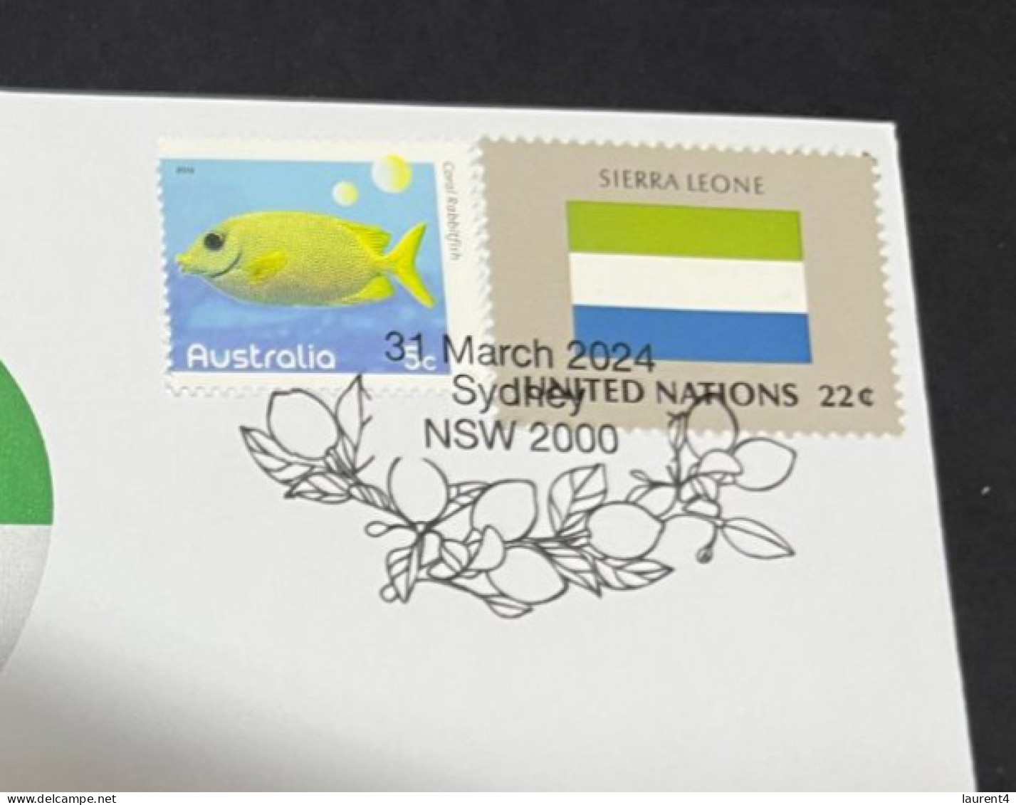 31-3-2024 (4 Y 33) COVID-19 4th Anniversary - Sierre Leonne - 31 March 2024 (with Sierra Leone UN Flag Stamp) - Enfermedades