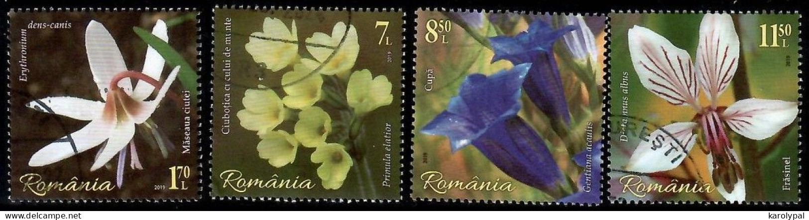 Romania, 2019 CTO, Mi. Nr.7597-600, Flowers - Used Stamps