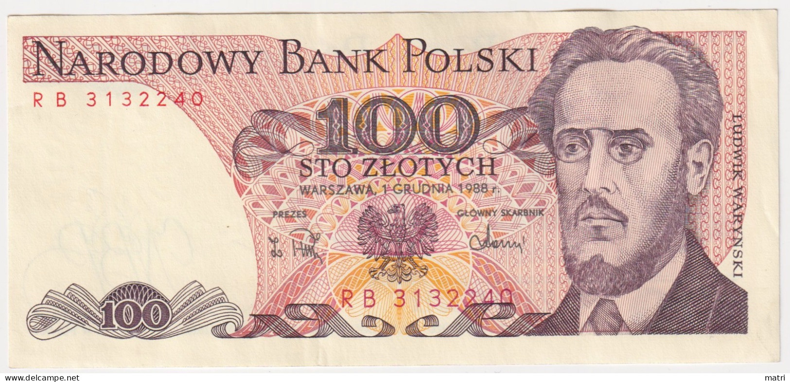 Poland 100 Zlotych 1988 - Polonia