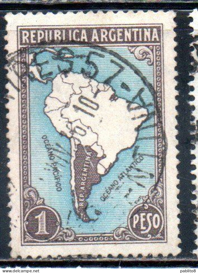 ARGENTINA 1935 1951 1936 MAP 1p USED USADO OBLITERE' - Usati