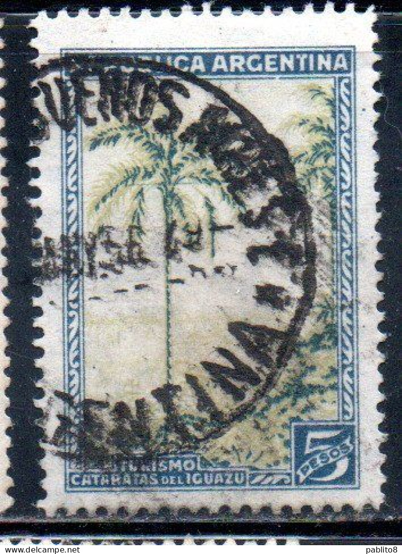 ARGENTINA 1935 1951 1936 IGUACU FALLS SCENIC WONDERS 5p USED USADO OBLITERE' - Used Stamps