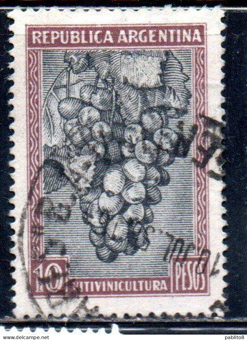 ARGENTINA 1935 1951 GRAPES VINEYARDS 10p USED USADO OBLITERE' - Gebraucht