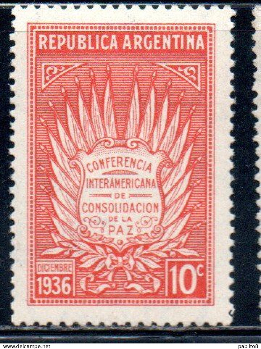 ARGENTINA 1936 INTER AMERICAN CONFERENCE FOR PEACE PLAQUE  10c MNH - Unused Stamps