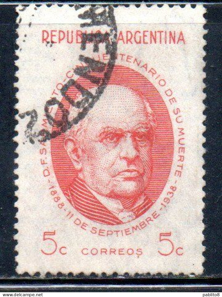 ARGENTINA 1938 DOMINGO FAUSTINO SARMIENTO 5c USED USADO OBLITERE' - Used Stamps