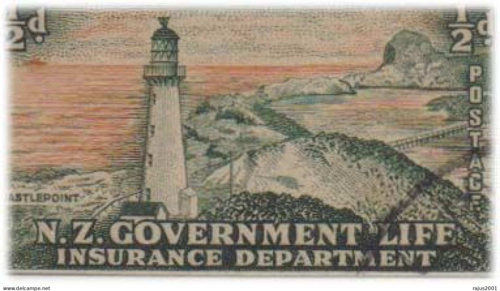N.Z. Government Life Insurance Department. Lighthouse, New Zealand 1947 Official FDC - Dienstzegels