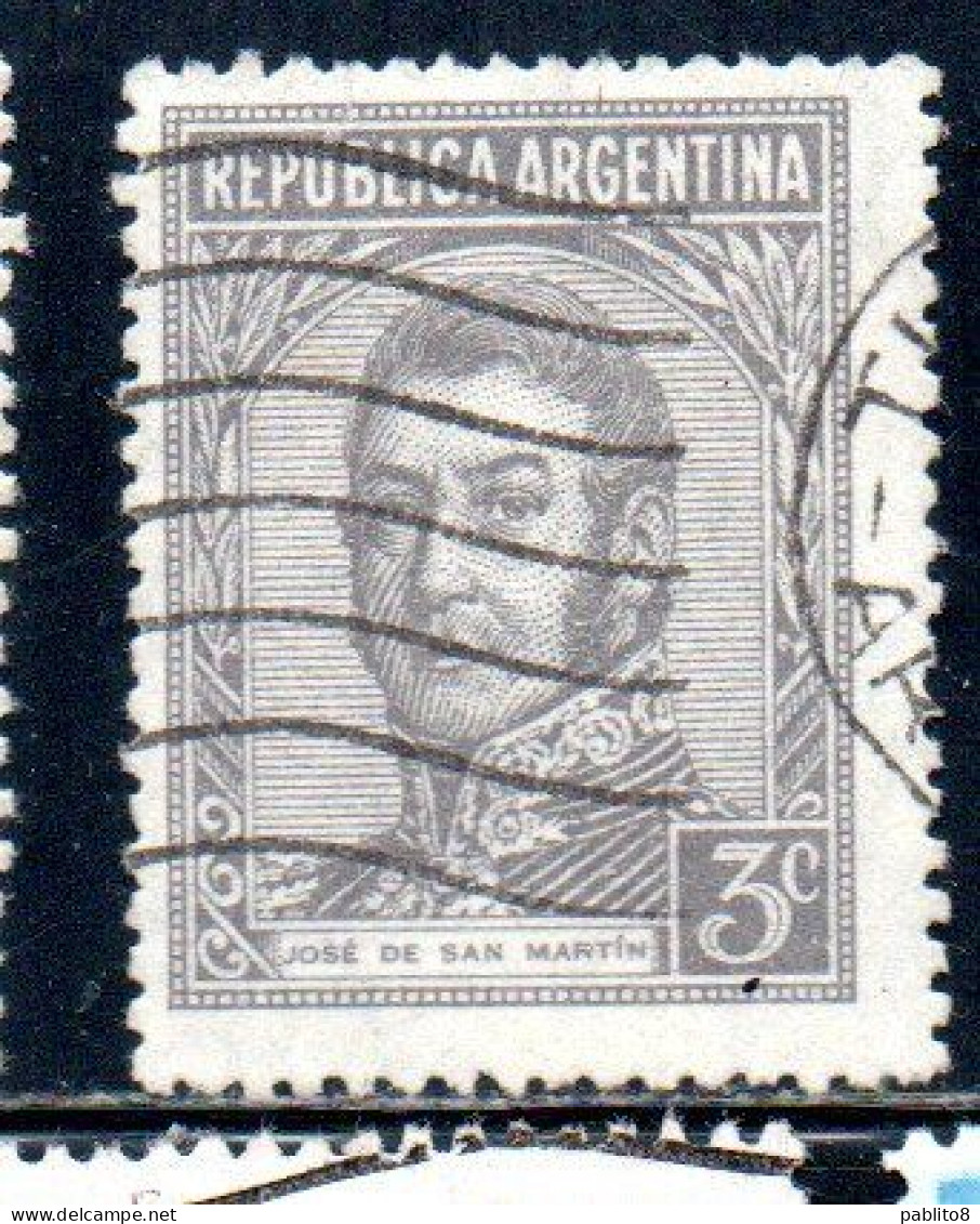 ARGENTINA 1942 1950 JOSE DE SAN MARTIN 3c USED USADO OBLITERE' - Usati