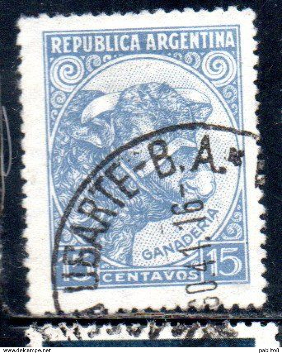 ARGENTINA 1935 1951 1942 BULL CATTLE BREEDING 15c USED USADO OBLITERE' - Oblitérés