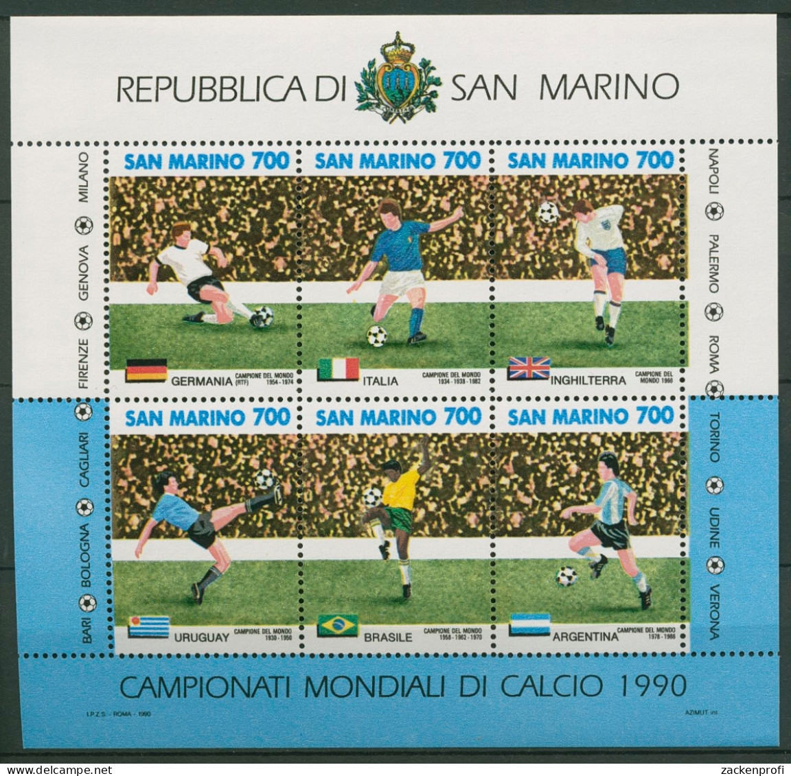 San Marino 1990 Fußball-WM Block 13 Postfrisch (C90438) - Blocks & Sheetlets