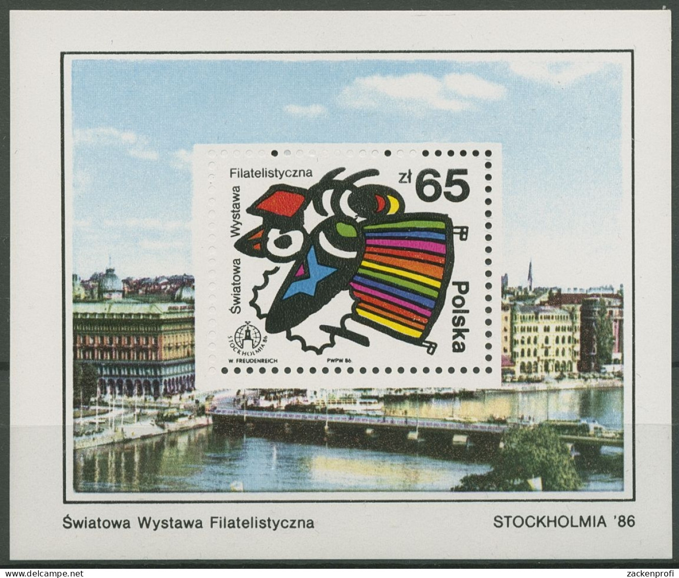Polen 1986 STOCKHOLMIA Brieftaube Block 100 Postfrisch (C93344) - Blocs & Feuillets