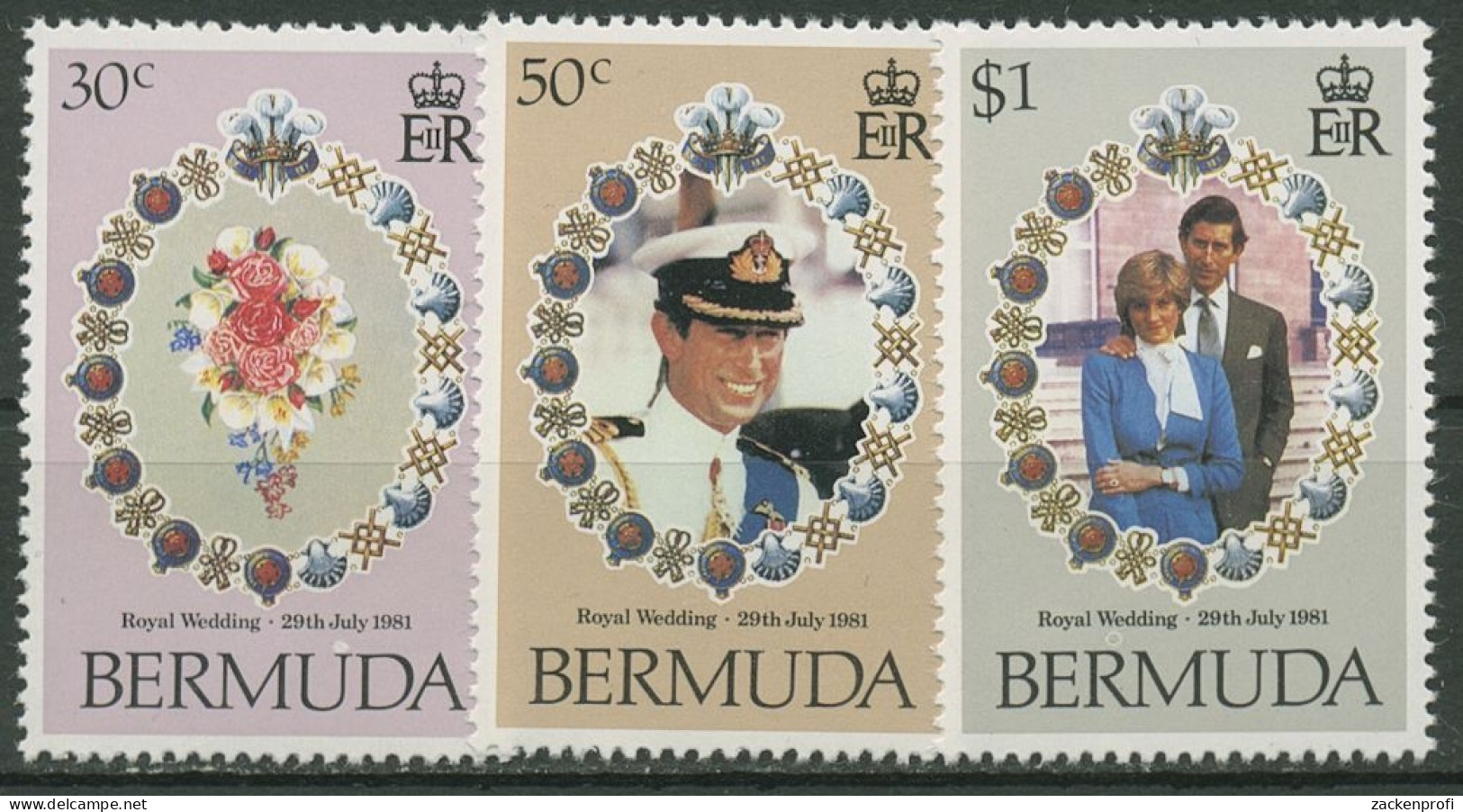 Bermuda-Inseln 1981 Hochzeit Prinz Charles Lady Diana 401/03 Postfrisch - Bermudes