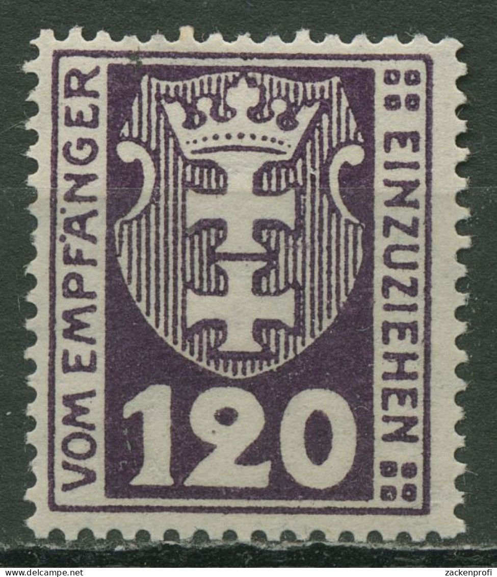 Danzig Portomarken 1921 Kleines Wappen Von Danzig P 7 A Mit Falz Geprüft - Strafport