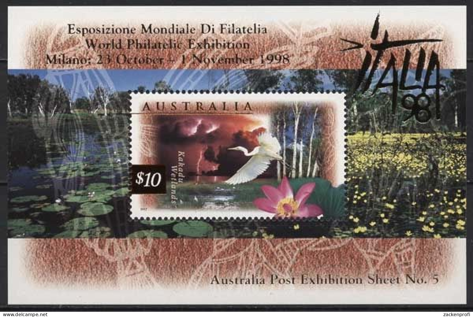 Australien 1997 Feuchtgebiete Reiher ITALIA'98 Block 24 II Postfrisch (C24040) - Neufs