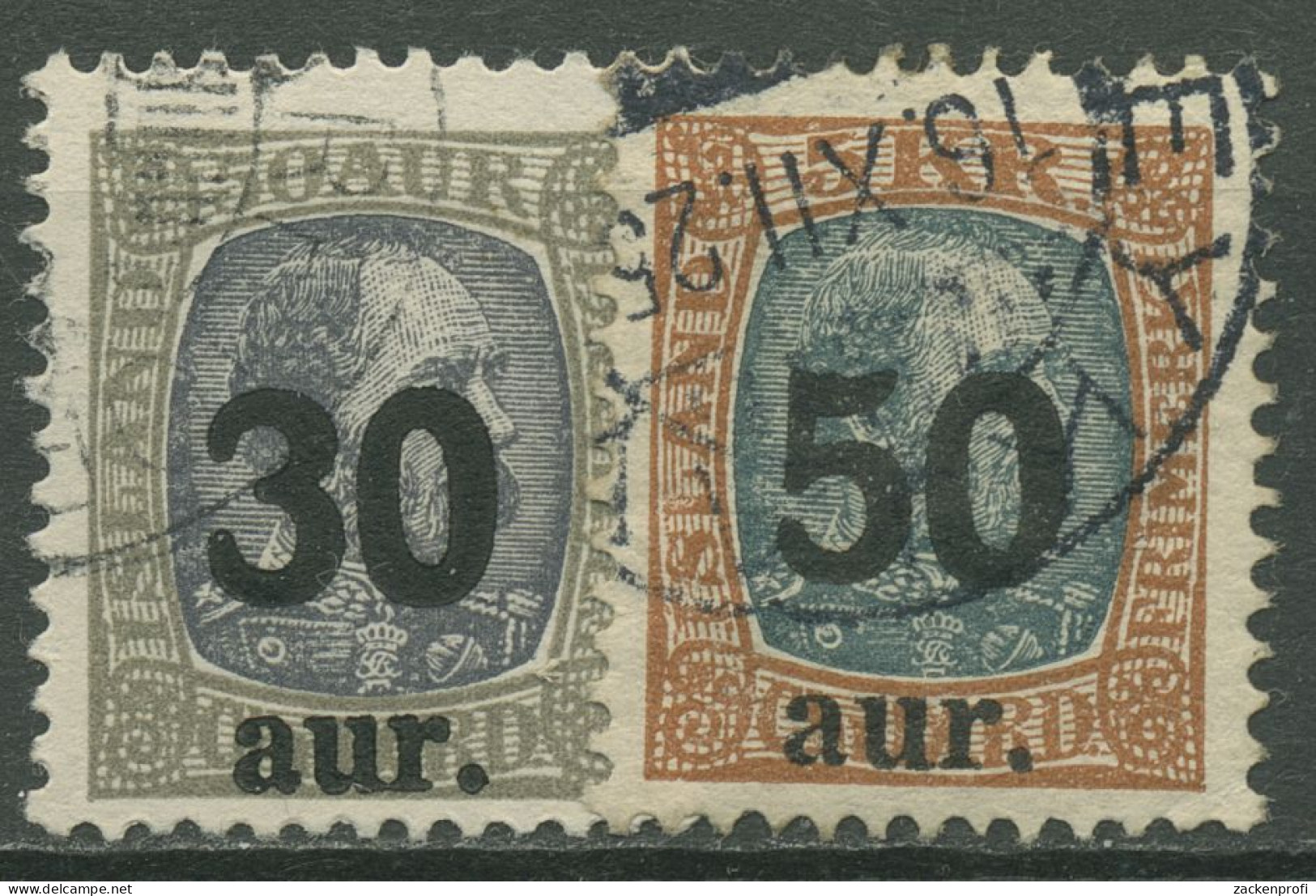 Island 1925 König Christian IX. Neue Wertaufdrucke 112/13 Gestempelt - Oblitérés