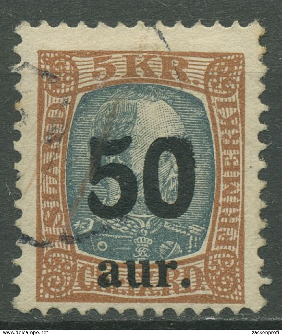 Island 1925 König Christian IX. Neuer Wertaufdruck 113 Gestempelt, Kl. Fehler - Oblitérés