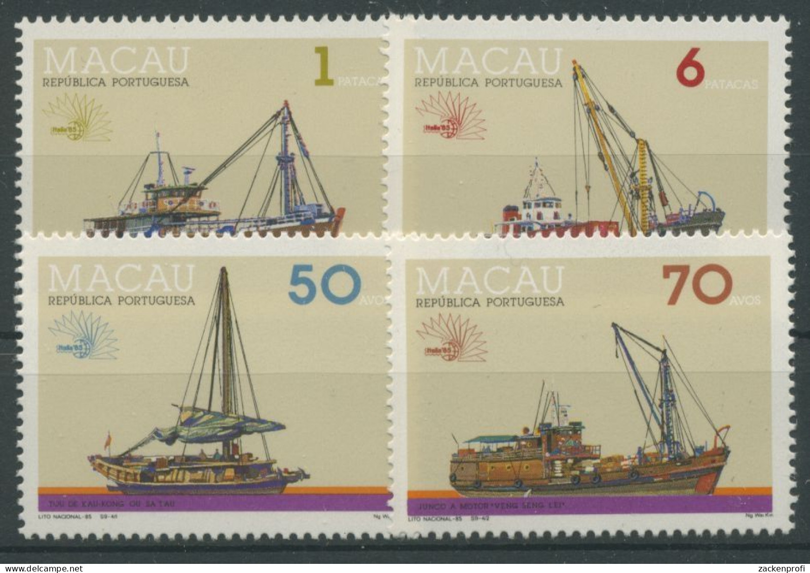 Macau 1985 ITALIA Rom Schiffe Frachtschiffe 546/49 Postfrisch - Nuevos