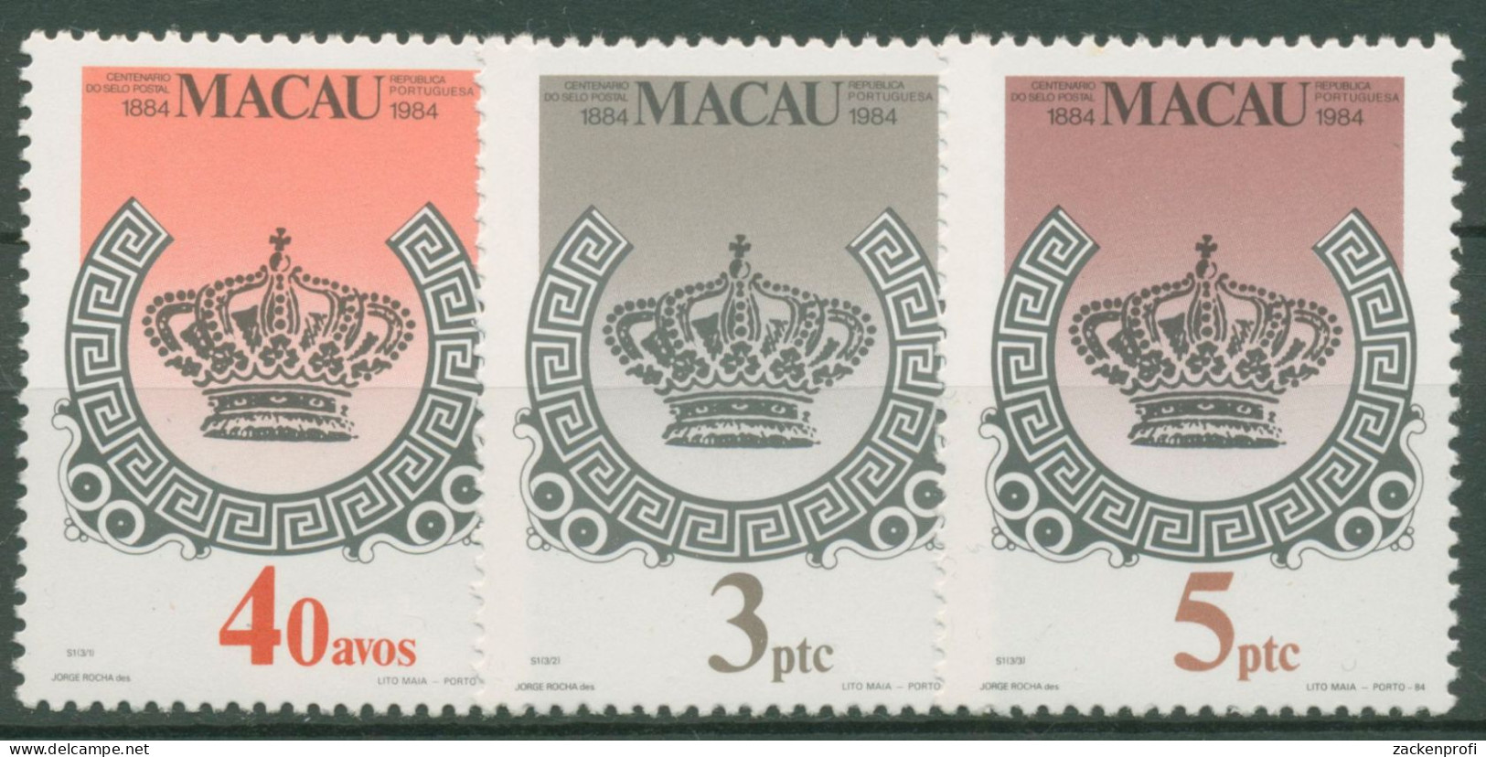Macau 1984 100 Jahre Briefmarken Krone 514/16 Postfrisch - Nuevos