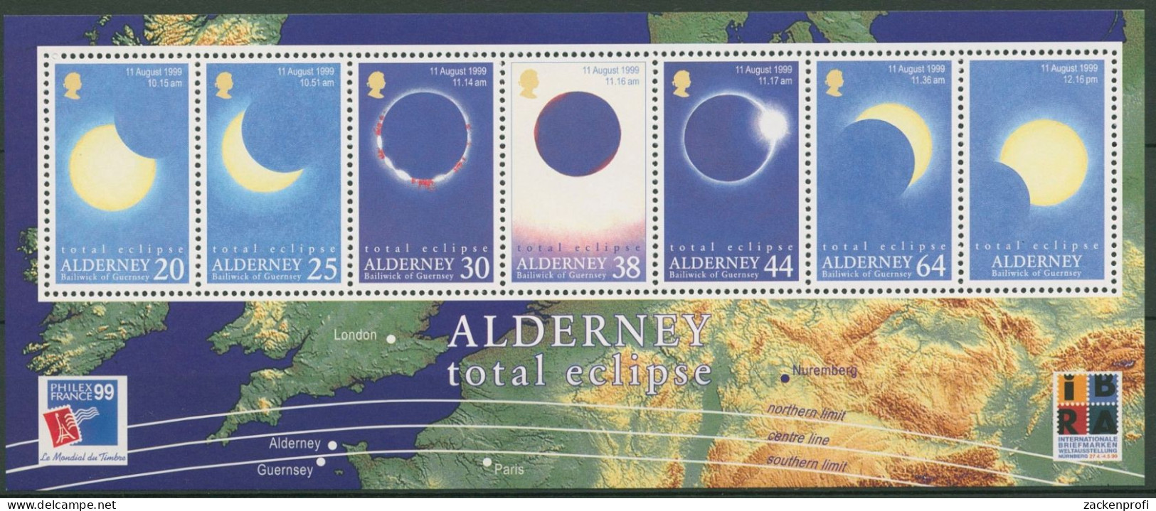 Alderney 1999 Totale Sonnenfinsternis Block 6 Postfrisch (C90366) - Alderney