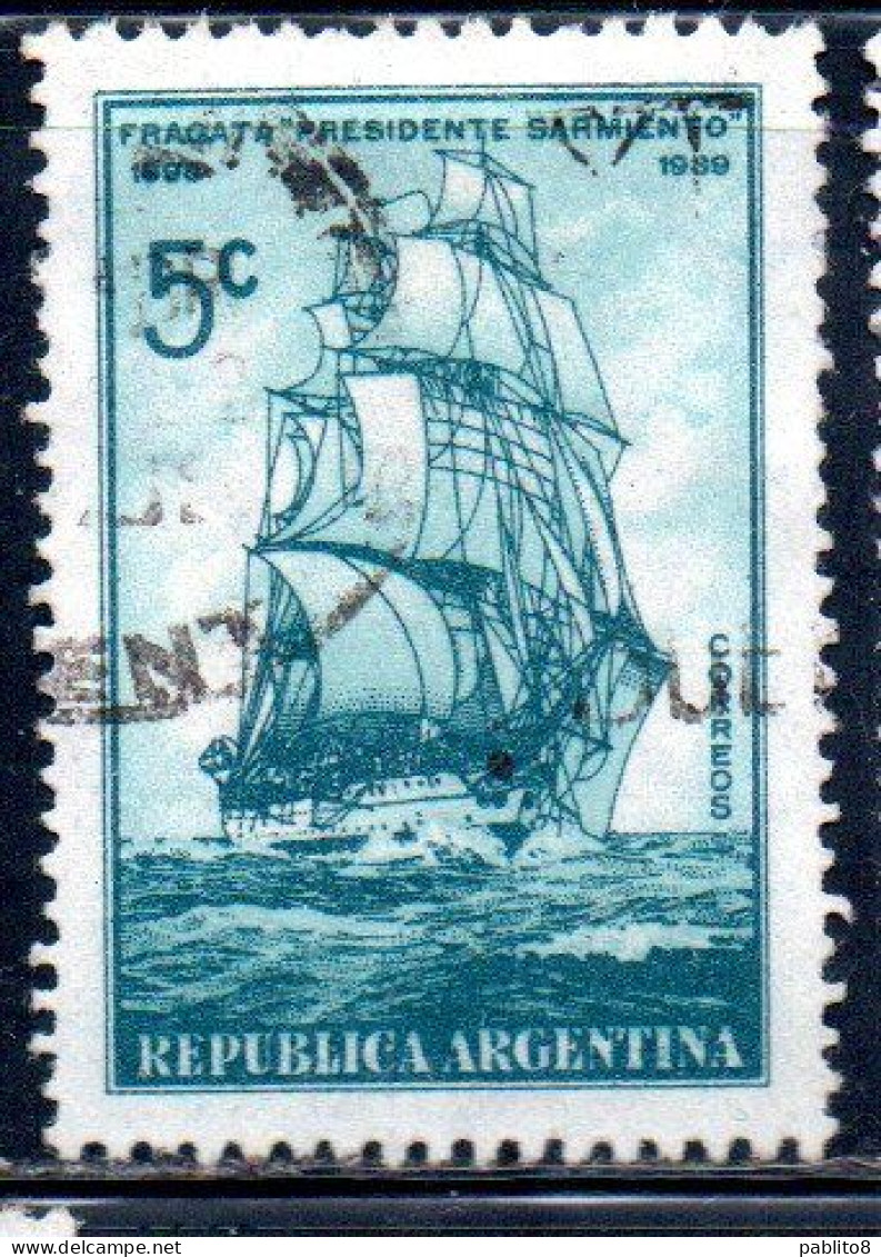 ARGENTINA 1939 VOYAGE TRAINING SHIP PRESIDENTE SARMIENTO 5c USED USADO OBLITERE' - Gebraucht