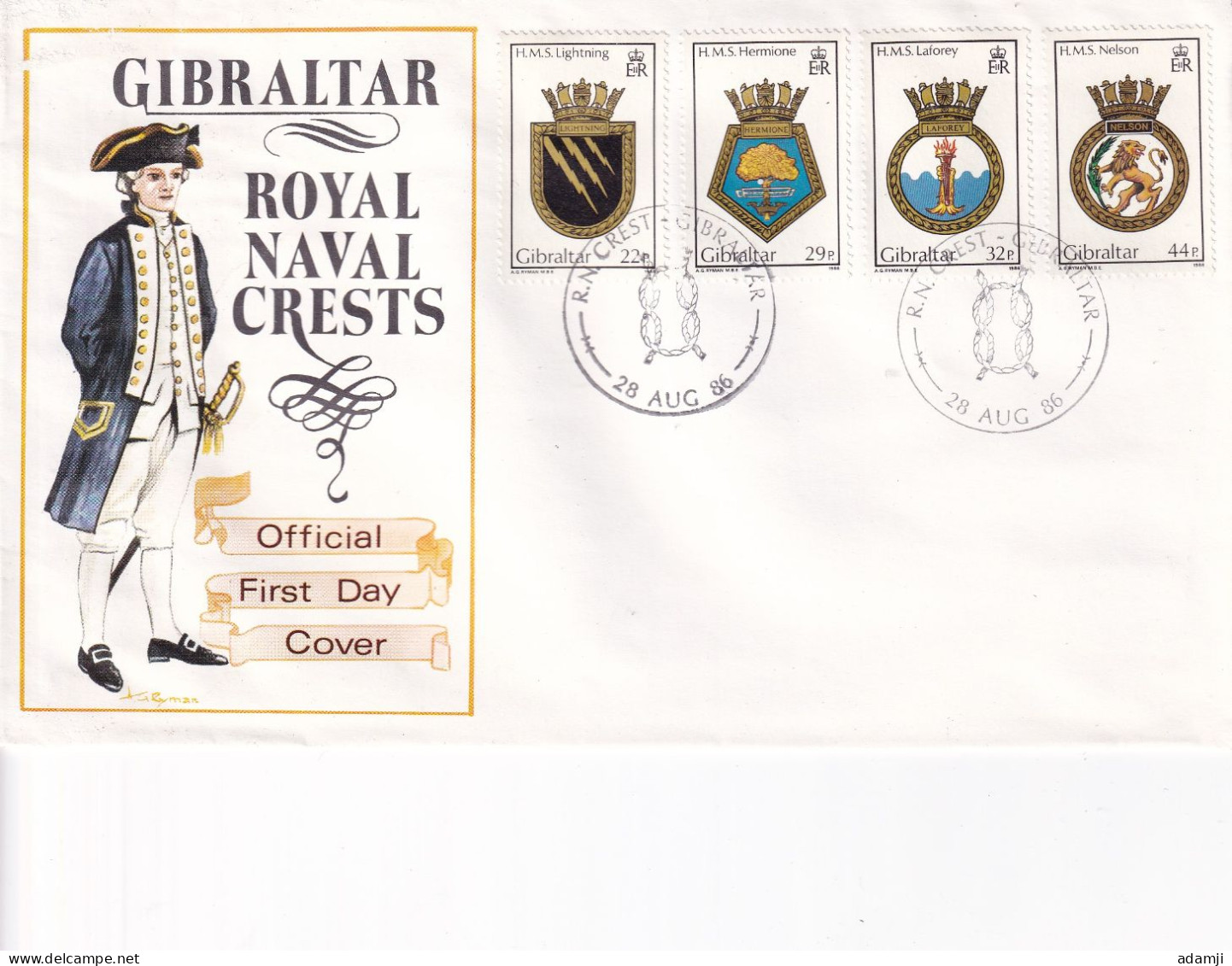 GIBRALTAR 1986 ROYAL CREST FDC . - Gibraltar