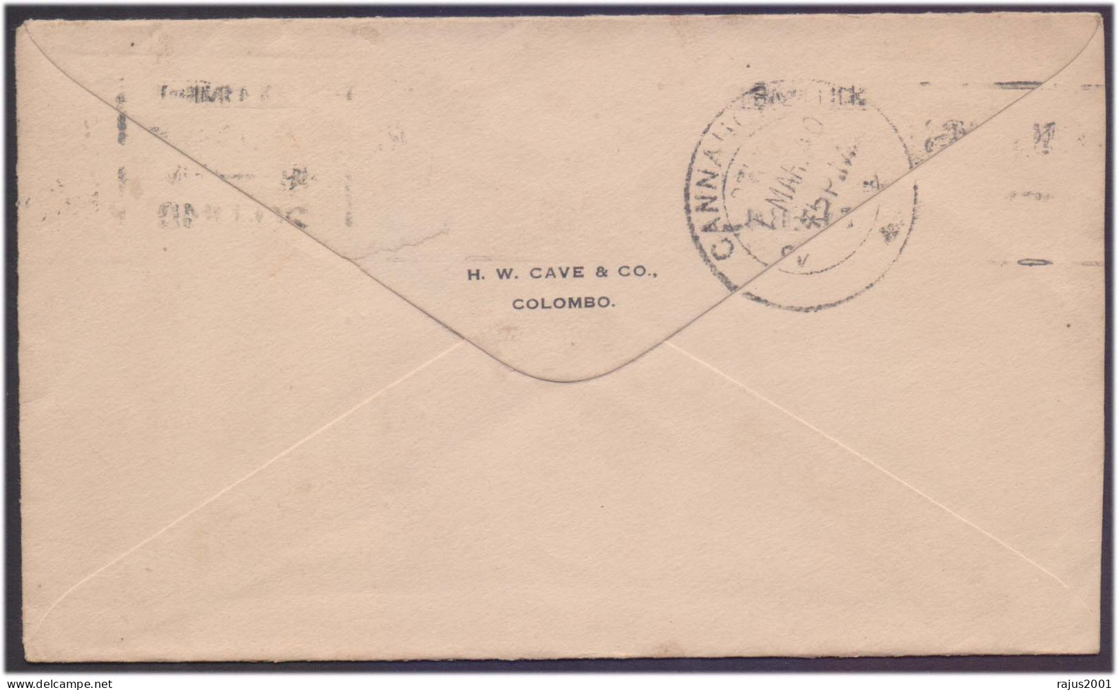 Ceylon 1940 Colombo To India Slogan Cancellation Circulated Cover As Scan - Sri Lanka (Ceylon) (1948-...)