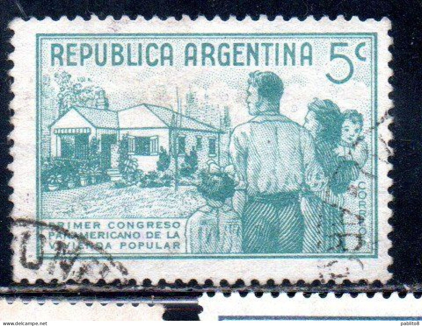 ARGENTINA 1939 PAN AMERICAN HOUSING CONGRESS FAMILY AND NEW HOUSE 5c USED USADO OBLITERE' - Usati