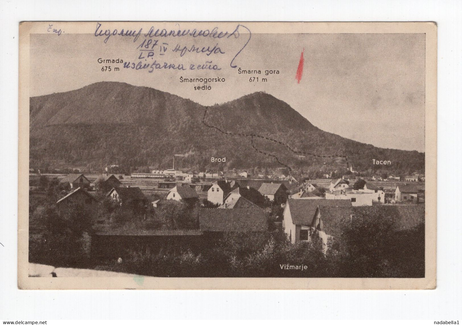 3.11.1945. PARTIZAN MAIL,CENSOR,YUGOSLAVIA,SLOVENIA,VIZMARJE,ŠMARNA GORA,POSTCARD,MINT - Yougoslavie