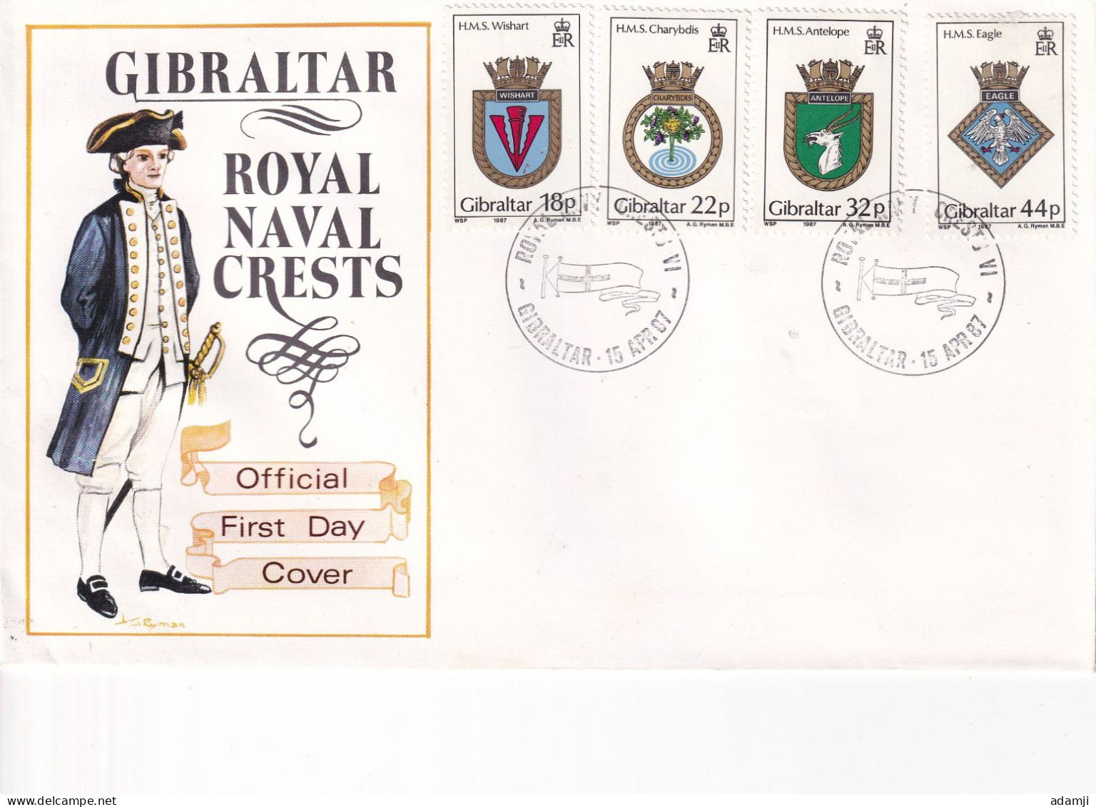 GIBRALTAR 1987 ROYAL CREST FDC . - Gibraltar