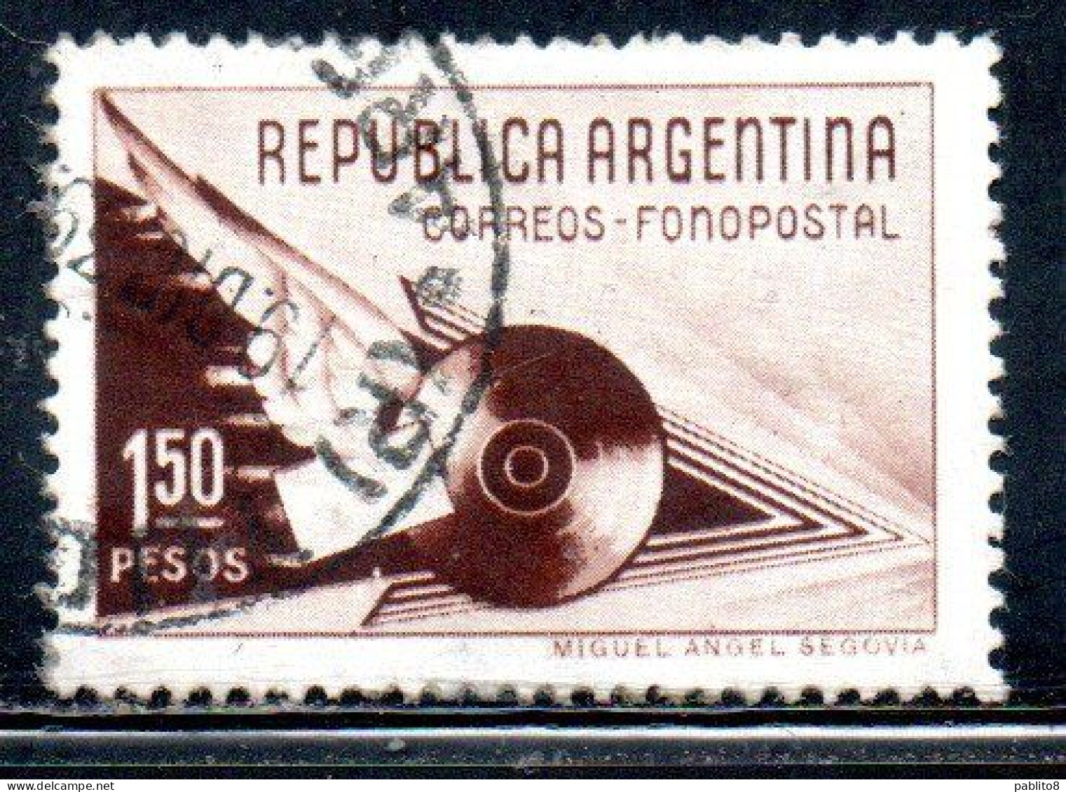 ARGENTINA 1939 RECORD AND WINGED LETTER 1.50p USED USADO OBLITERE' - Used Stamps