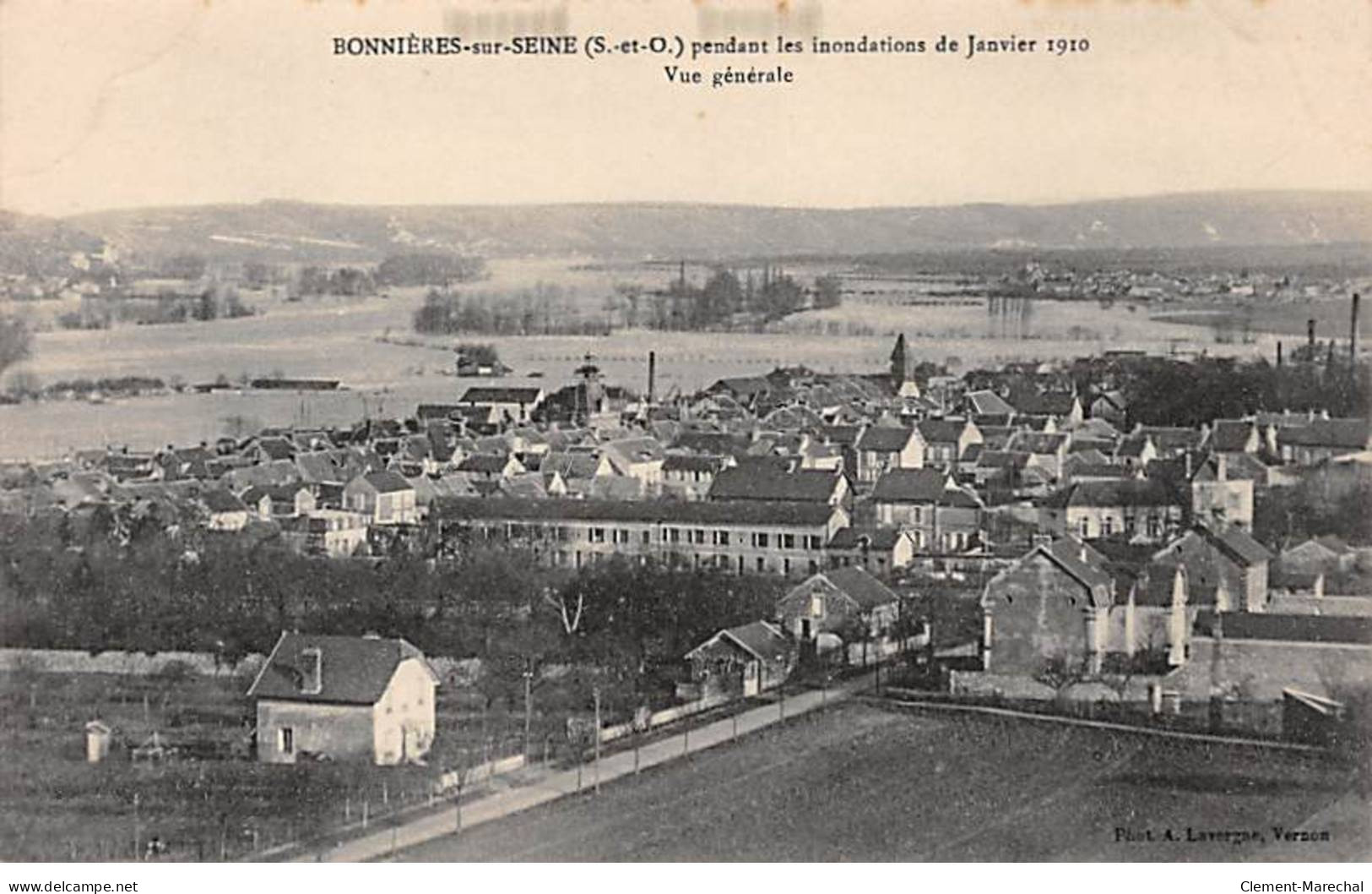 BONNIERES SUR SEINE Pendant Les Inondations De Janvier 1910 - Vue Générale - Très Bon état - Bonnieres Sur Seine