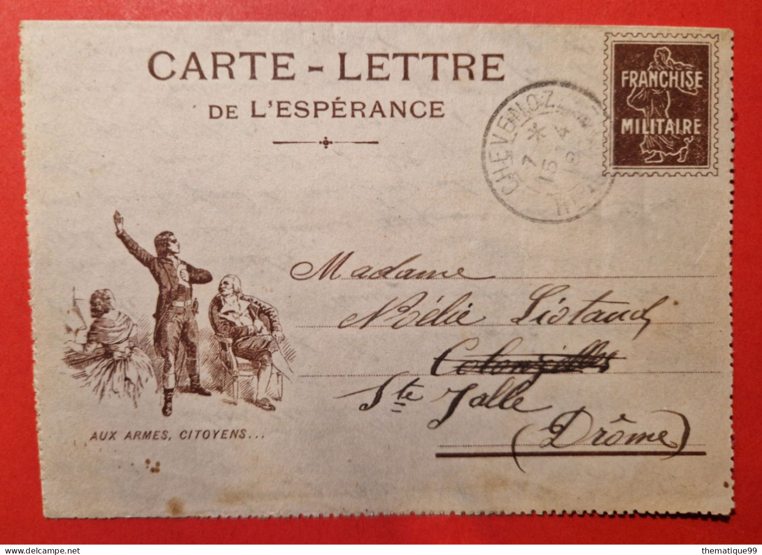 Carte De Franchise Militaire : "aux Armes Citoyens" Hymne National La Marseillaise, Clavecin 1918 - Musique