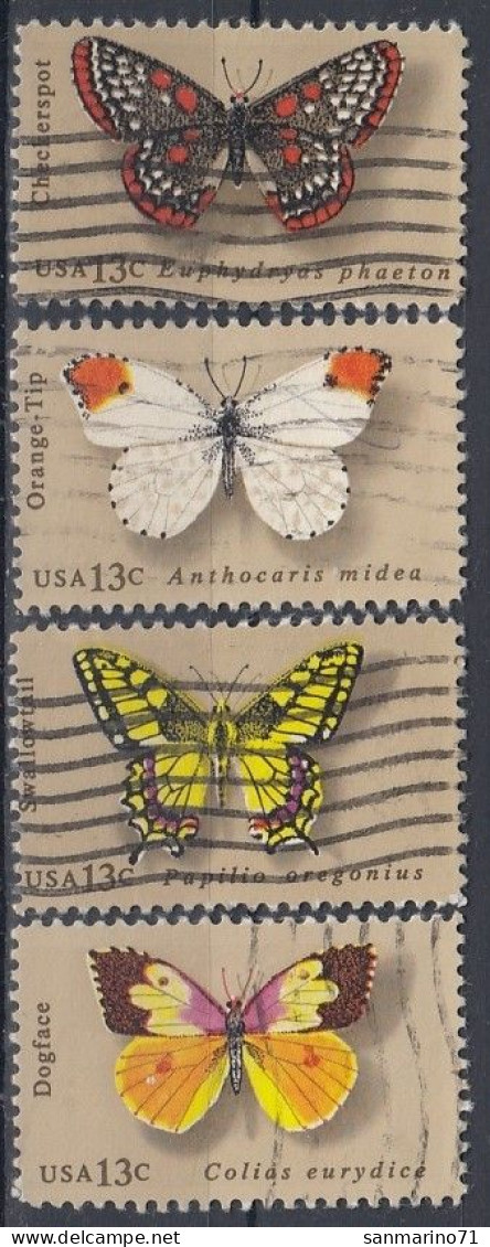 UNITED STATES 1300-1303,used,falc Hinged,butterflies - Gebruikt