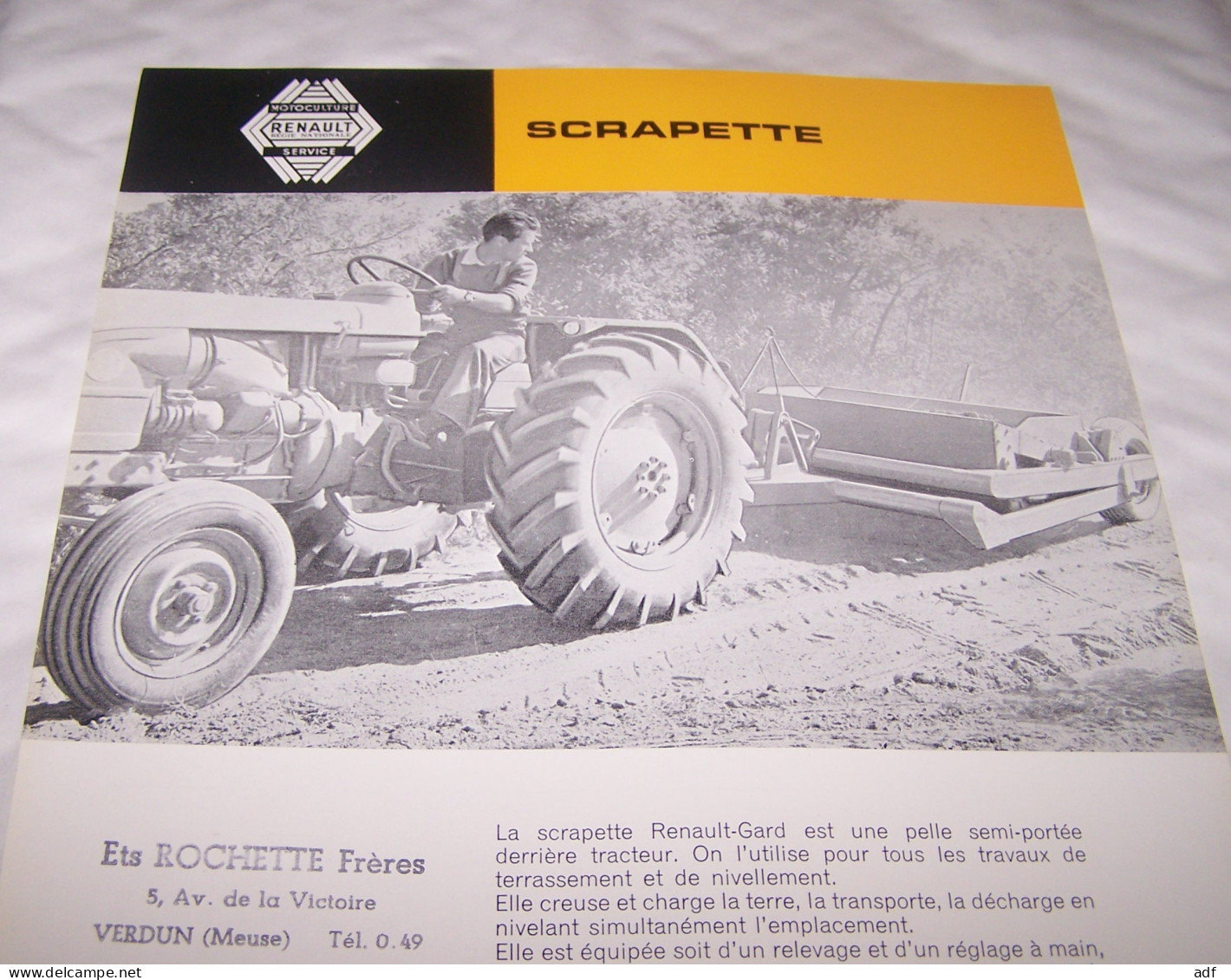 FEUILLET PUB PUBLICITAIRE MATERIEL AGRICOLE RENAULT SCRAPETTE GARD ( TRACTEUR, TRACTEURS, MOTOCULTURE ), AGRICULTURE - Trattori