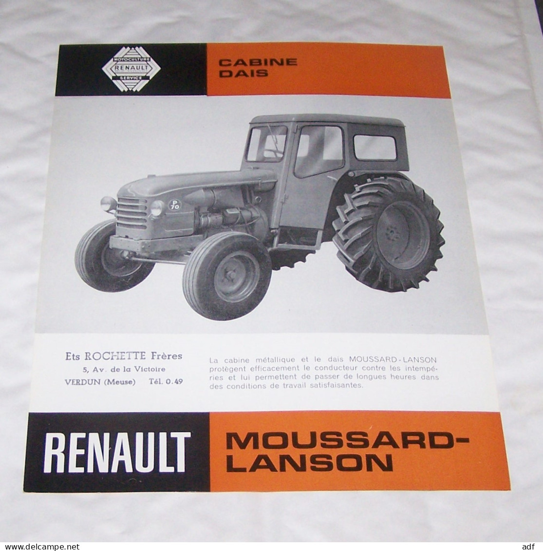 FEUILLET PUB PUBLICITAIRE TRACTEUR RENAULT CABINE DAIS MOUSSARD LANSON, AGRICULTURE - Tracteurs