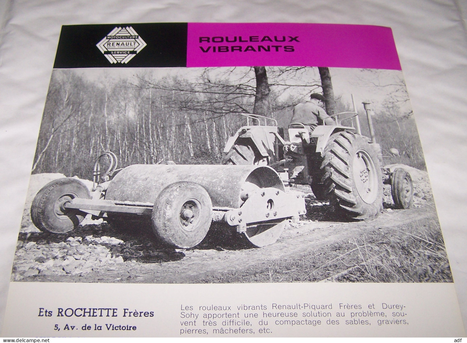 FEUILLET PUB PUBLICITAIRE MATERIEL AGRICOLE RENAULT ROULEAUX VIBRANTS  ( TRACTEUR, TRACTEURS, MOTOCULTURE ), AGRICULTURE - Tracteurs