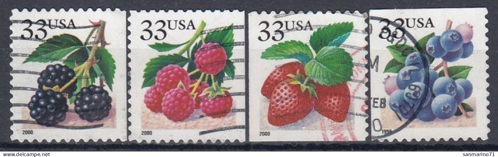 UNITED STATES 3110-3113,used,falc Hinged,fruits - Gebraucht