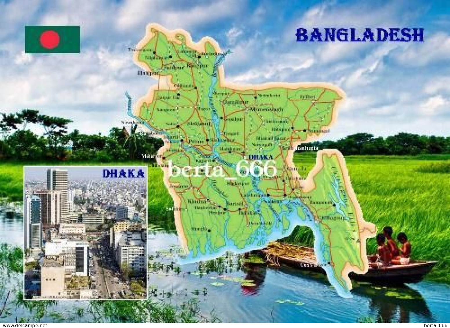 Bangladesh Country Map New Postcard * Carte Geographique * Landkarte - Bangladesh