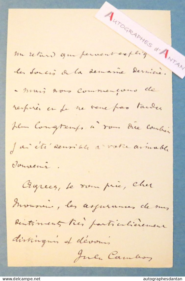 ● L.A.S 1918 Jules CAMBON Diplomate - Présidence Du Conseil - Académicien - Paris Vevey - Lettre Autographe LAS Ww1 - Politico E Militare
