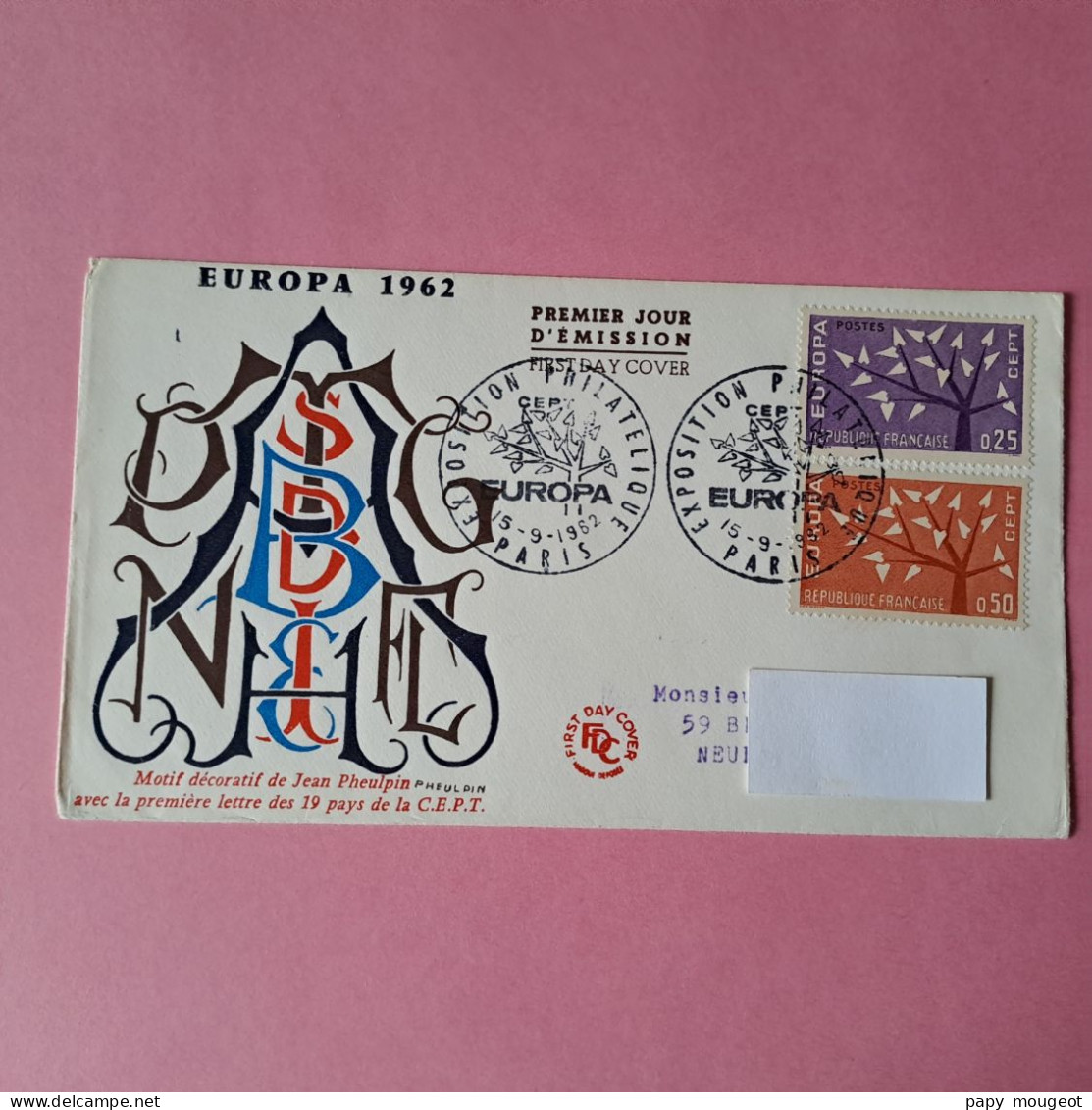 Exposition Philatélique Europa CEPT - Paris 15-09-1962 - Temporary Postmarks