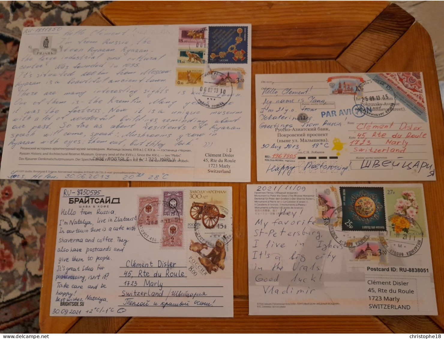 Russia 4 Postcrossing Postcards - Lettres & Documents