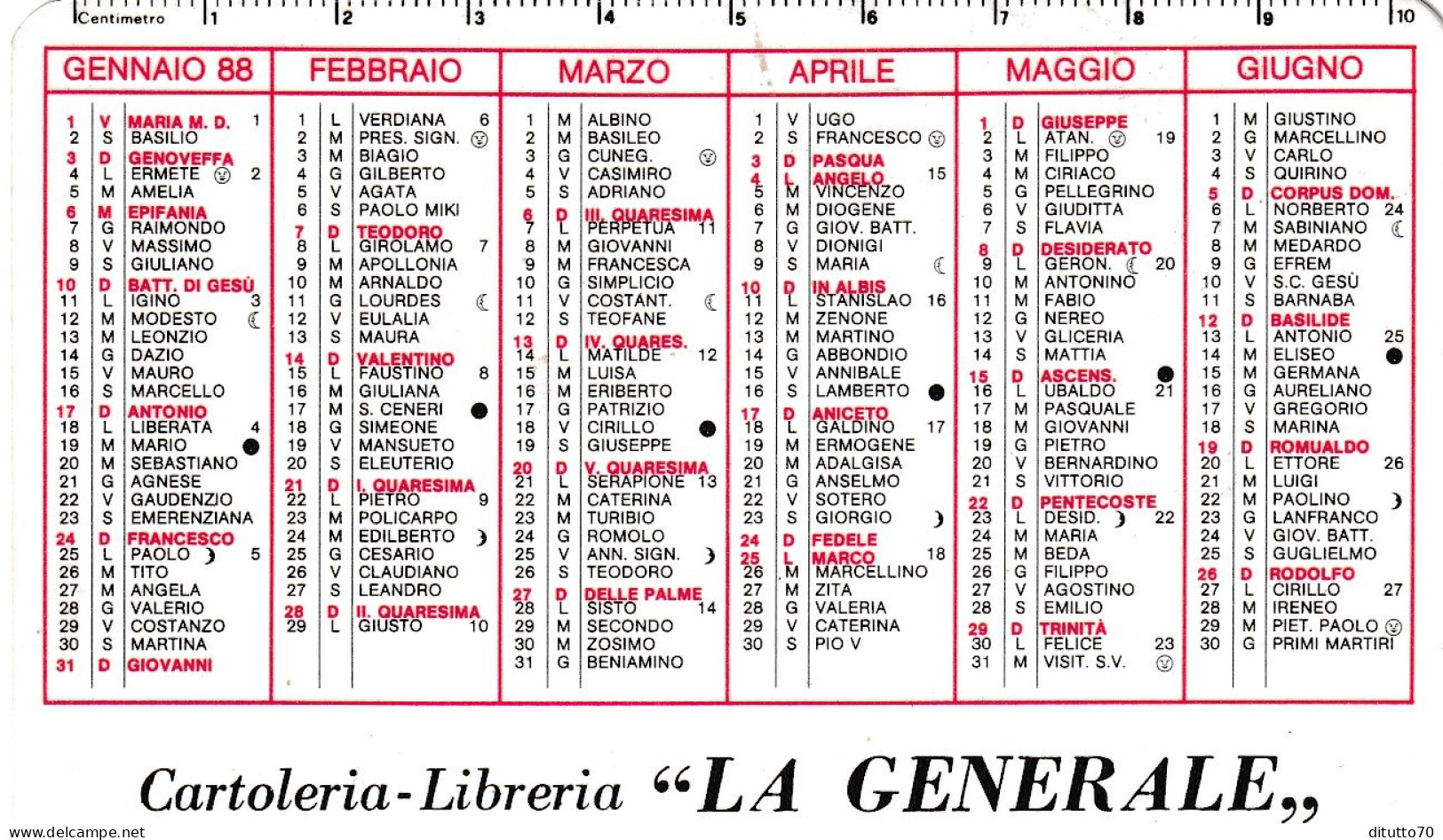 Calendarietto - Cartoleria - Libreia - La Generale - Desenzano Del Garda - Anno 1988 - Small : 1981-90