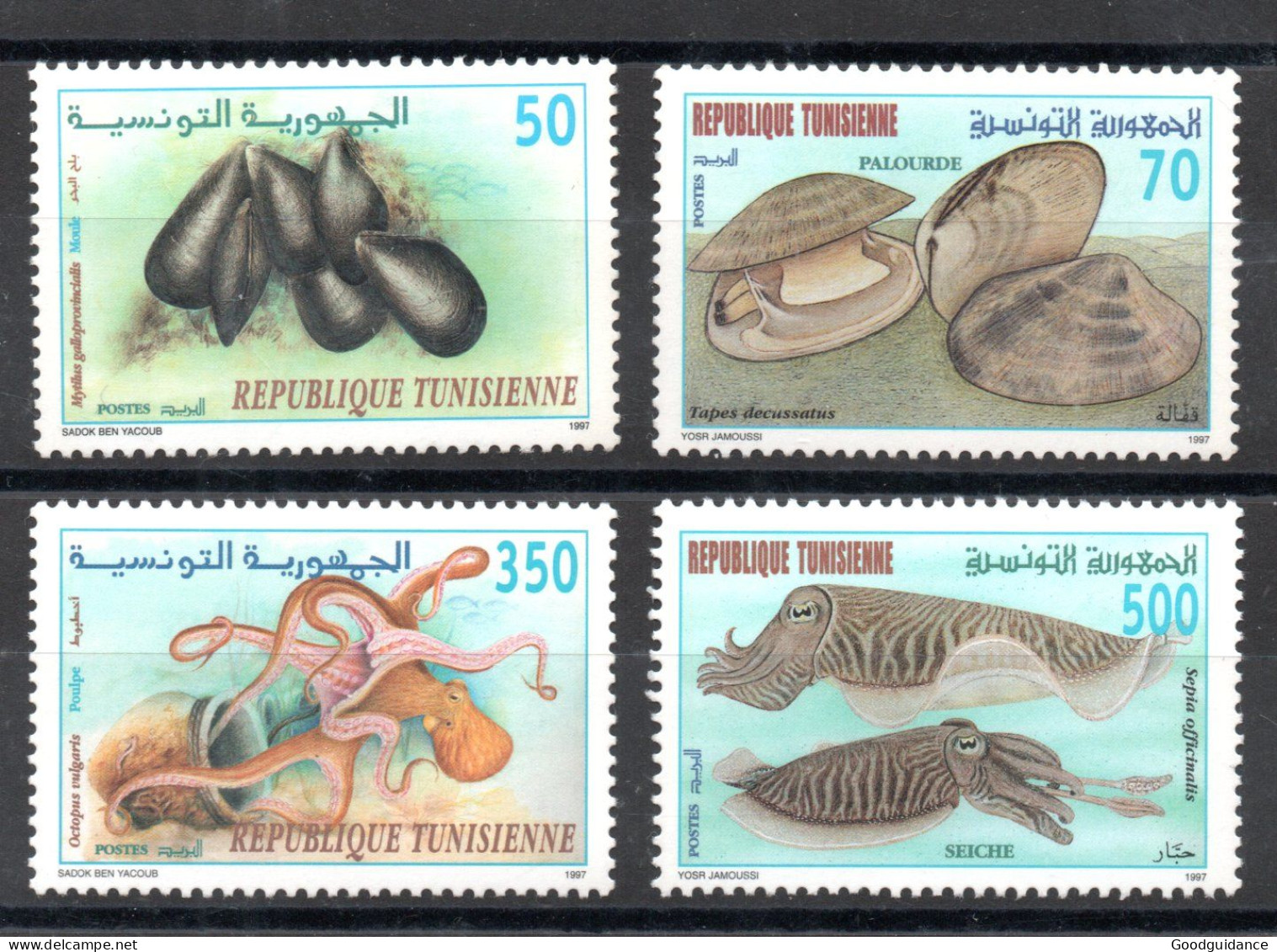 1997- Tunisia-  Molluscs - Mollusques - Complet Set - Emission Complète - 4 V.MNH** - Other & Unclassified