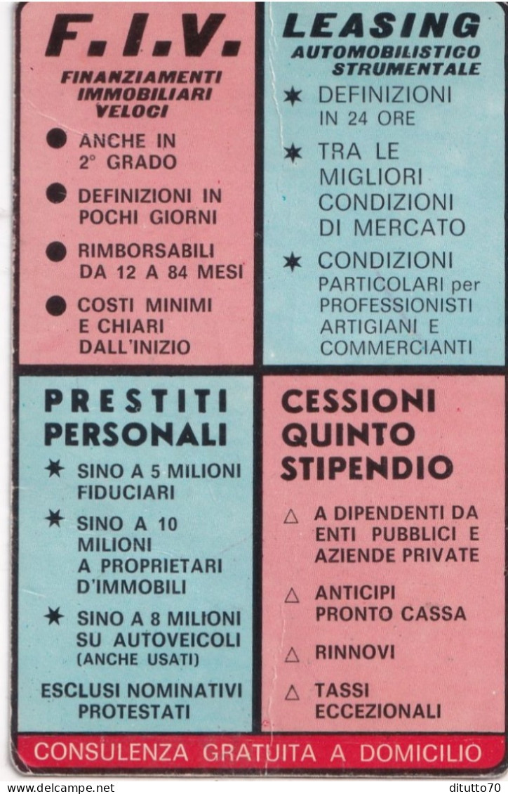 Calendarietto - F.I.V. Dfinanziamente - Palermo - Anno 1987 - Petit Format : 1981-90