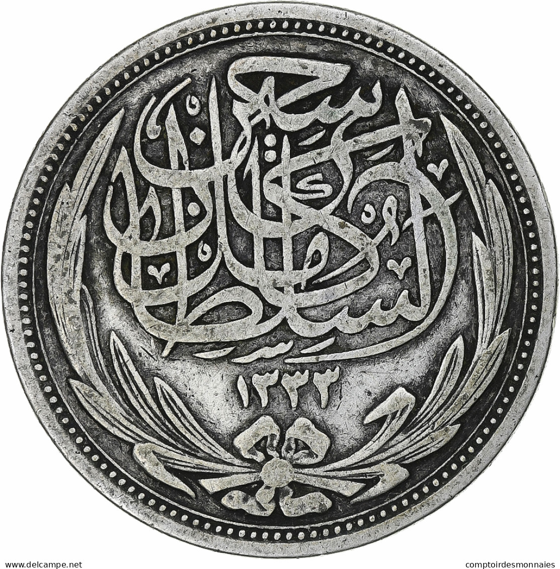 Égypte, Hussein Kamil, 10 Piastres, 1916, Bombay, Argent, TTB, KM:319 - Egipto