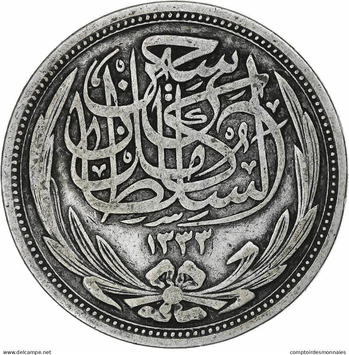 Égypte, Hussein Kamil, 10 Piastres, 1916, Bombay, Argent, TTB, KM:319 - Egypte